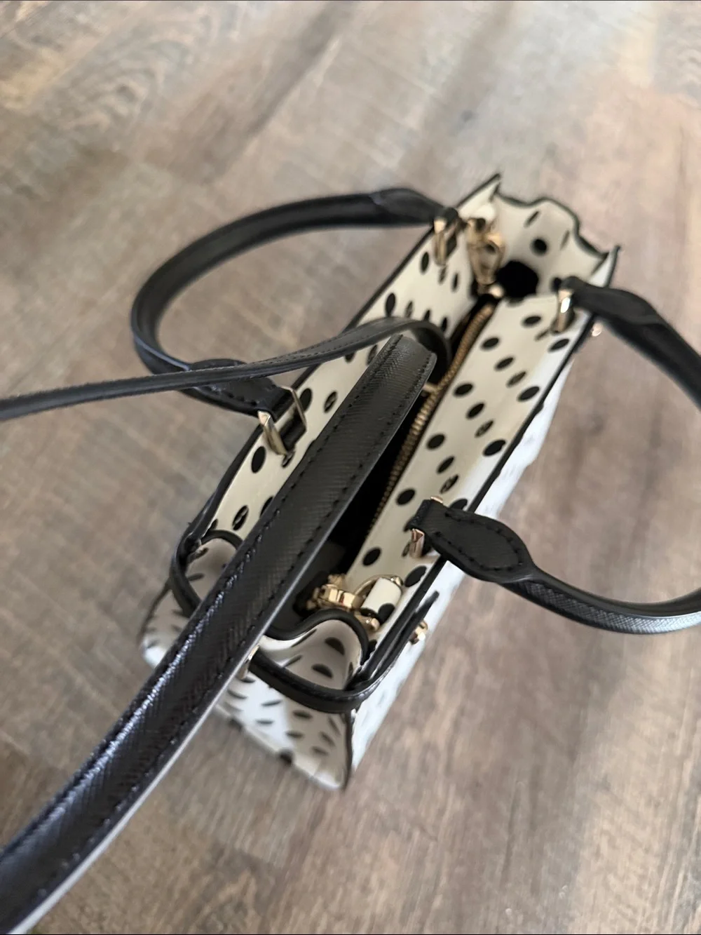 kate spade Black Polka Dot Cream Tote - Picture 4 of 5